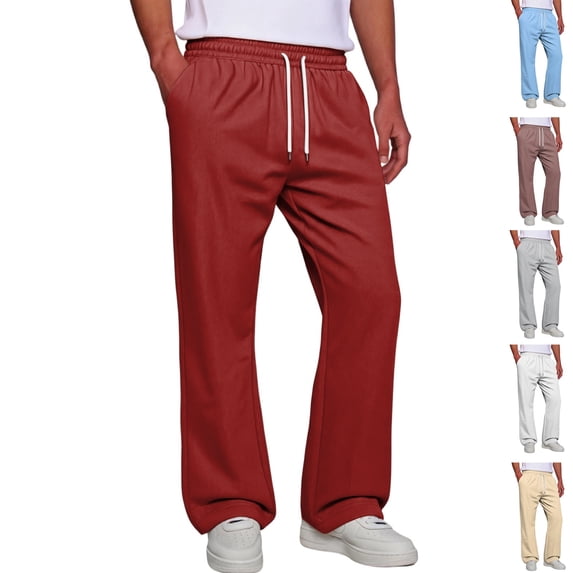 HAJWOH Mens Sweatpants Wide Leg Lounge Pants Loose Fit Joggers Drawstring Waist Sweat Pants with Pockets