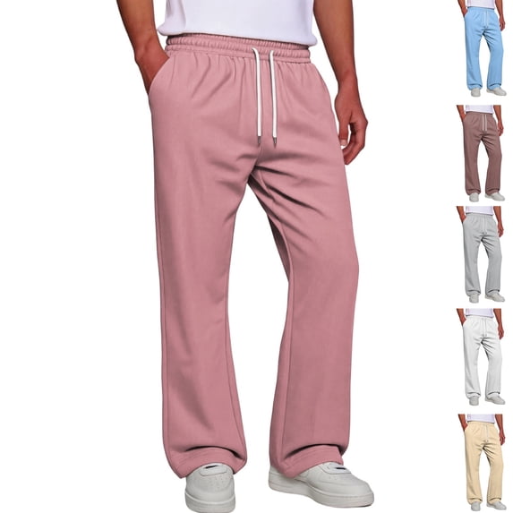 HAJWOH Mens Sweatpants Wide Leg Lounge Pants Loose Fit Joggers Drawstring Waist Sweat Pants with Pockets