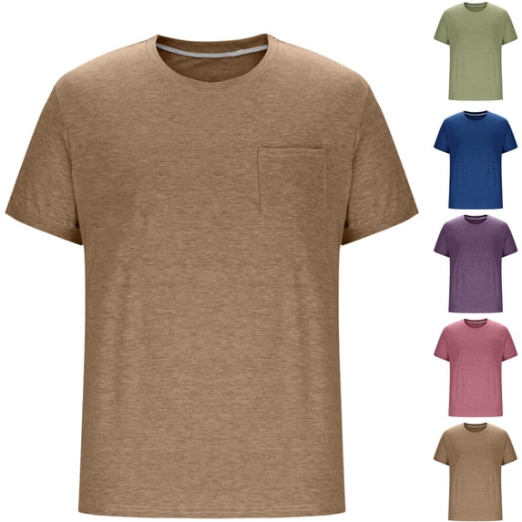 HAJWOH Mens T-Shirts Cotton Short Sleeve Casual Crew Neck Tops Moisture Wicking Soft Basic Shirts with Pocket