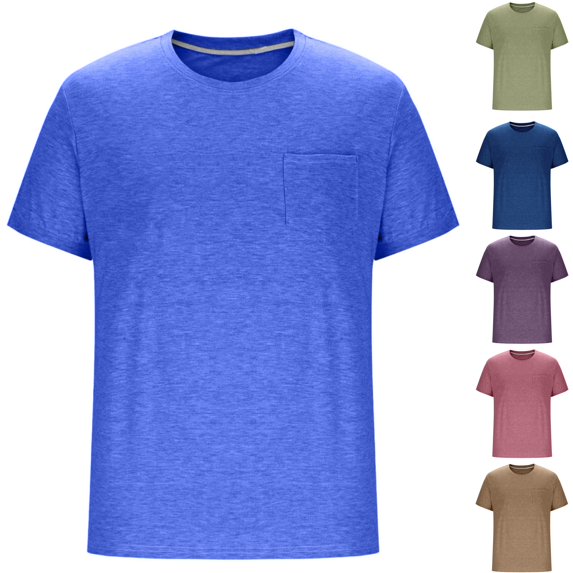 HAJWOH Mens T-Shirts Cotton Short Sleeve Casual Crew Neck Tops Moisture Wicking Soft Basic Shirts with Pocket