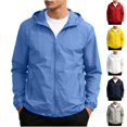 thumbnail image 1 of HAJWOH Mens Windbreaker Jackets Packable Waterproof Zipper Long Sleeve Hiking Hooded Jackets Travel Lightweight Rain Coats, 1 of 5