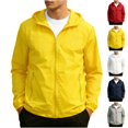 thumbnail image 1 of HAJWOH Mens Windbreaker Jackets Packable Waterproof Zipper Long Sleeve Hiking Hooded Jackets Travel Lightweight Rain Coats, 1 of 5
