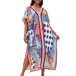 HAJWOH Moomoo Dress for Women Hawaiian Tropical Print Cotton Casual Loose Fit Summer Muumuu