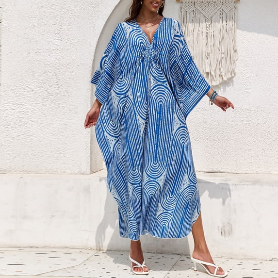 HAJWOH Moomoo Dress for Women Hawaiian Tropical Print Cotton Casual Loose Fit Summer Muumuu