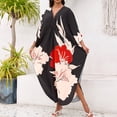 thumbnail image 1 of HAJWOH Moomoo Dresses for Women Tropical Print Cotton V Neck Short Sleeve Plus Size Casual, 1 of 5