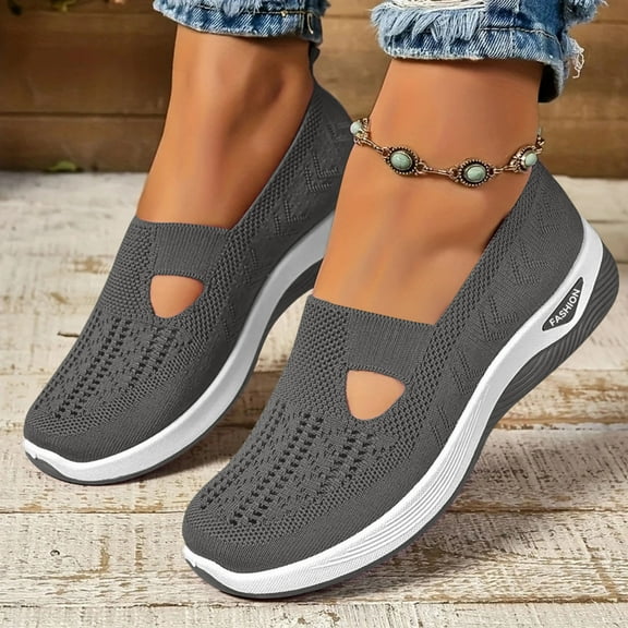 HAJWOH Nurse Shoes for Women Orthopedic, Slip On Work Sneakers with Arch Support, Lightweight and Non-Slip Dark Gray US-8（EU-40）