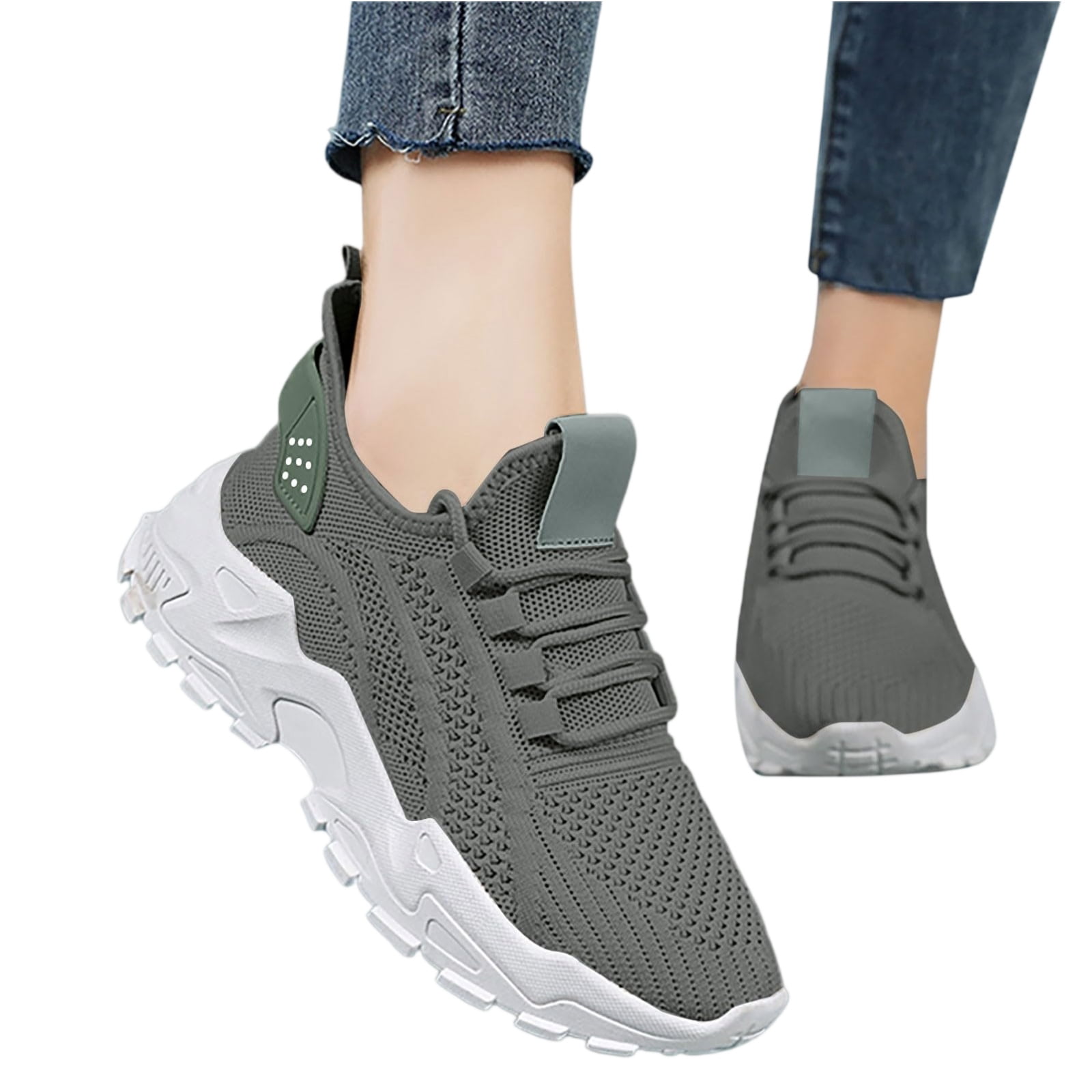 HAJWOH Orthopedic Dress Shoes for Women Arch Support Non Slip Slip on Nurse Shoes Lightweight Mesh Stretch Hiking Shoes Soft 2026 New Foam Shoes Mint Green 38
