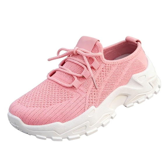 HAJWOH Orthopedic Shoes for Women Arch Support Slip on Non Slip Nurse Shoes Breathable Knitted Mesh Stretch Volleyball Shoes Comfort Foam Shoes Pink 39
