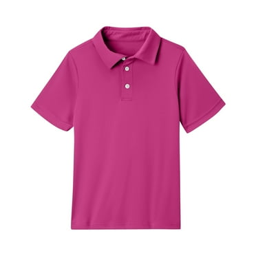 HAJWOH Pink Polo Uniform Shirts for Toddler Girls School Short Sleeve Top Casual Button Uniform Shirts 2025 Spring New with Collar Golf Polo Shirt Workout Clothes Hot Pink 9-10 Years