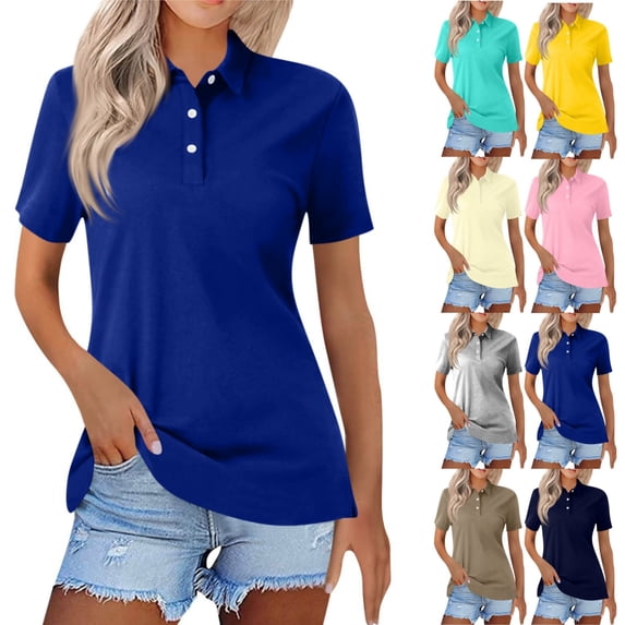 HAJWOH Polo Shirts For Women Back to School Short Sleeve Collared Shirt Quick Dry Tennis Work Athletic School Uniform