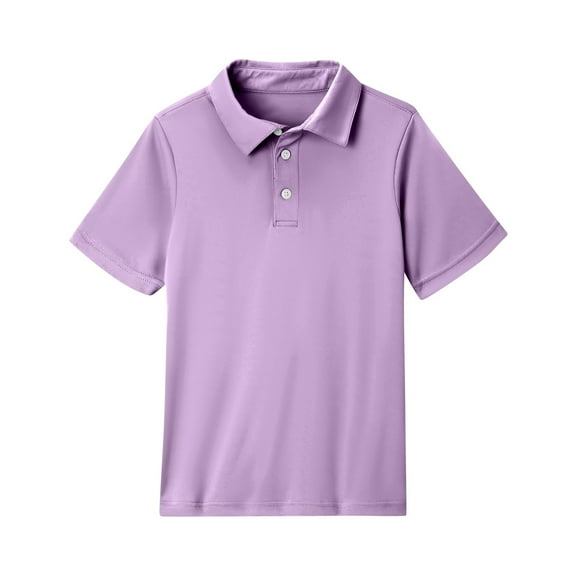 HAJWOH Polo Shirts for Girls Size Xxx Short Sleeve Tshirts Casual Button Tops 2025 Summer New Collared Uniform Top Comfortable Clothes Light Purple 11-12 Years