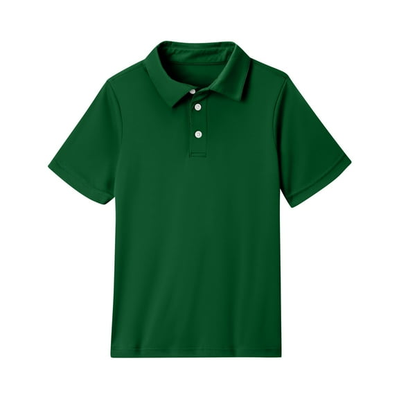 HAJWOH Polo Shirts for Junior Girls School Short Sleeve Uniform Shirts Casual Button Tops 2025 Spring New Collared Top Comfy Blouse Dark Green 7-8 Years