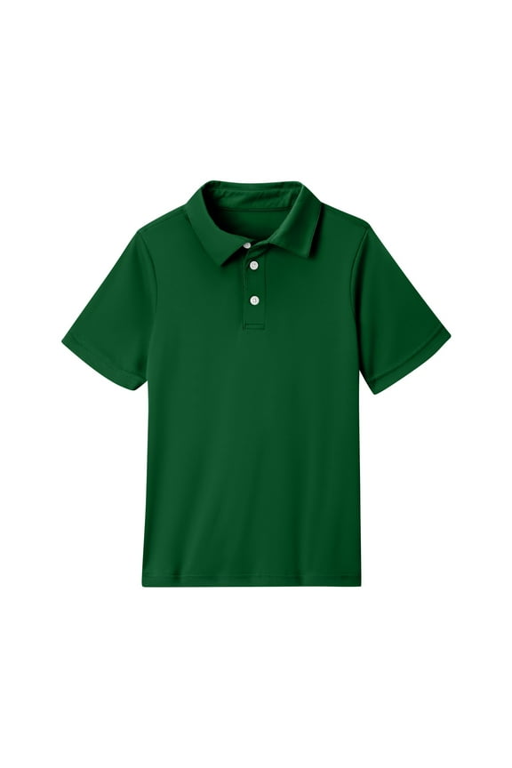 Polo Shirts for Junior Girls School Short Sleeve Uniform Shirts Casual Button Tops 2025 Spring New Collared Top Comfy Blouse Dark Green 7-8 Years