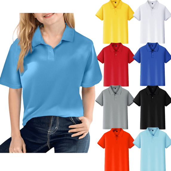 HAJWOH Polo Shirts for Girls Boys 9-10 Short Sleeve Back To School Outfits Toddler Kids Teen Boys Girls Tees