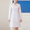 thumbnail image 1 of HAJWOH Scrubs for Women Dress Formal Lapel Neck Long Sleeve Button Down Work Dresses Stretchy Lightweight Workwear White XL, 1 of 5