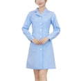 thumbnail image 1 of HAJWOH Scrubs for Women Dress Formal Lapel Neck Long Sleeve Button Work Dresses Stretchy Comfy Scrubs Set Blue XL, 1 of 5