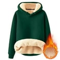 thumbnail image 1 of HAJWOH Sherpa Hoodie for Men Heavy Weighted Fleece Lined Long Sleeve Hooded Sweatshirts Thick Warm Big and Tall Drawstring Pullover Tops Winter Plus Size Sweaters Dark Green 4XL, 1 of 8