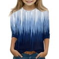 thumbnail image 1 of HAJWOH Shirt for Girls 3/4 Sleeve Top Casual Crewneck Blouse Fall Lightweight Clothing, 1 of 4