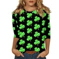 HAJWOH St Patricks Day Shirt Women 3/4 Sleeve Lucky Green Shamrock