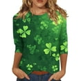 HAJWOH St Patricks Day Shirt Women Plus Size 3/4 Length Sleeve Top