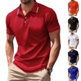 thumbnail image 1 of HAJWOH Summer Mens Polo Shirts Slim Fit Solid Short Sleeve Button Down T-Shirts Casual Quick Dry Breathable Athletic Tops, 1 of 5