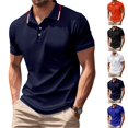 thumbnail image 1 of HAJWOH Summer Mens Polo Shirts Slim Fit Solid Short Sleeve Button Down T-Shirts Casual Quick Dry Breathable Athletic Tops, 1 of 5
