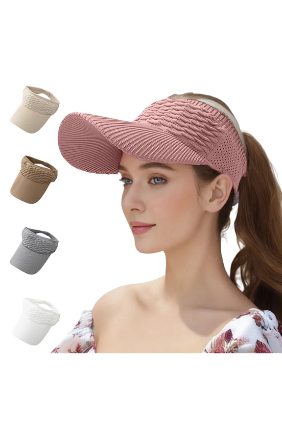 Sun Visor Hats, Wide Brim Sun Hats with UV Protection, Knitted Running Visors for Women - Ponytail Friendly, Quick Drying