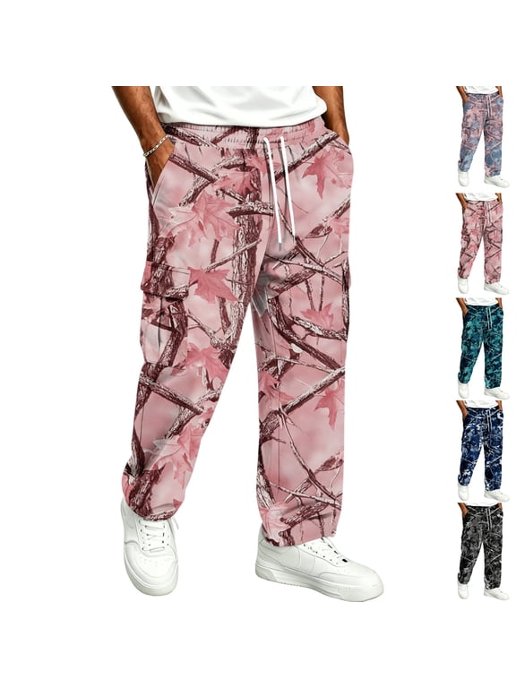 Sweatpants Men Forest Branch Baggy Camouflage Bottoms for Men Causal Wide Leg Trousers Streetwear