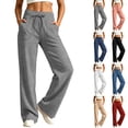 thumbnail image 1 of HAJWOH Sweatpants for Women High Waisted Wide Leg Palazzo Pants Loose Fit Flowy Trousers Casual Drawstring Slacks with Pockets(Pink,XL), 1 of 5