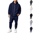 thumbnail image 1 of HAJWOH Sweatsuits for Mens Full Zip Drawstring Casual Hooded and sweatpants with Pockets Running Jogging Sport Comfort Suit, 1 of 5