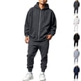 thumbnail image 1 of HAJWOH Sweatsuits for Mens Full Zip Drawstring Casual Hooded and sweatpants with Pockets Running Jogging Sport Comfort Suit, 1 of 4