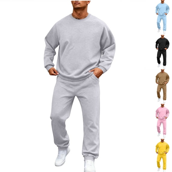 HAJWOH Sweatsuits for Mens Long Sleeve Crewneck Sweatshirt and sweatpants Tracksuit for Spring and Fall