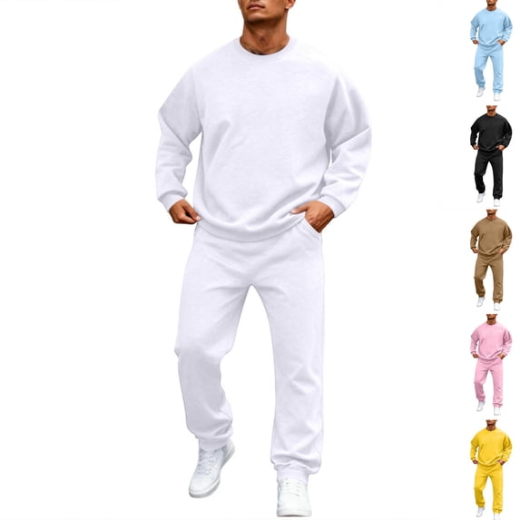 HAJWOH Sweatsuits for Mens Long Sleeve Crewneck Sweatshirt and sweatpants Tracksuit for Spring and Fall