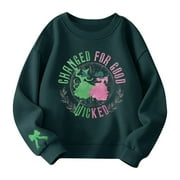 HAJWOH Toddler Girl Sweatshirt 11-12 Wicked Sweatshirt Oversized Long Sleeve Crew Neck Wicked Sweaters Pink Goes Good with Green Wicked Hoodie Changed for Good Wicked Kids' Clothing 11-12 Years