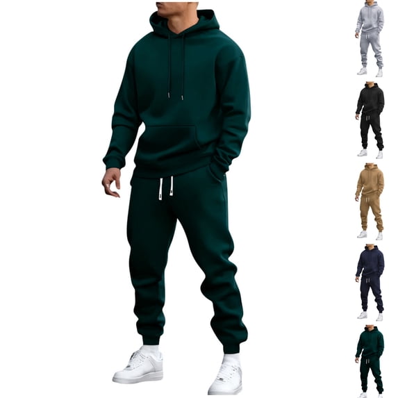 HAJWOH Track Suits for Men Set 2 Piece Hoodies With Pockets Sweatpants Sets Winter Running Jogging Sport Comfort Suit