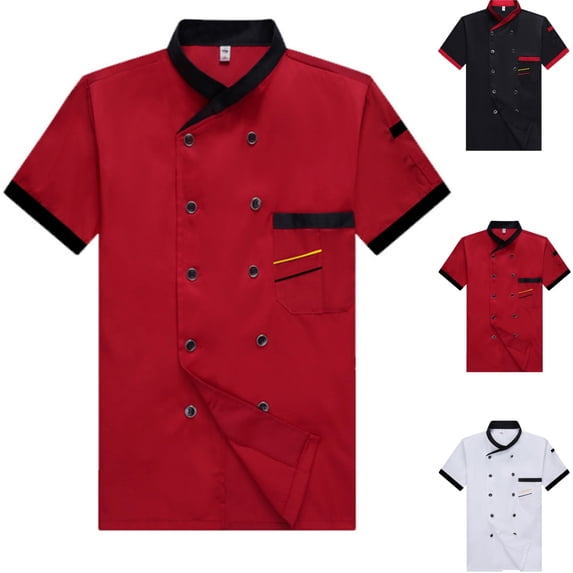HAJWOH Unisex Chef Coat Short Sleeve,Chef Coat Men/Women Comfortable Button Closure - Kitchen,Restaurant,Hotel Uniform