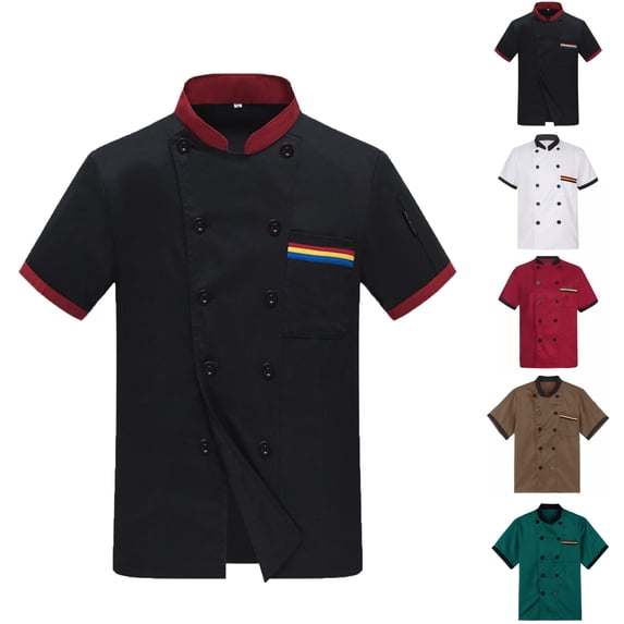 HAJWOH Unisex Chef Coat for Men Short Sleeves Solid Chef Jacket Hotel Restaurant Work Shirt Uniform