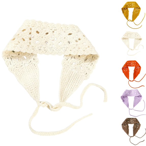 HAJWOH Women Crochet Headbands Boho Knitted Floral Elastic Hairband Vintage Head Wrap Hair Accessories
