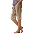 thumbnail image 1 of HAJWOH Women Summer Pull On Linen Bermuda Shorts Knee Length Gauze Beach Capris with Pockets, 1 of 6