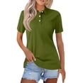 thumbnail image 1 of HAJWOH Women Uniforms Tops for Work Short Sleeve Uniform Top Dressy Casual Button Uniform Shirts 2026 New Collared Golf Polo Shirt Workout Clothing Army Green 2XL, 1 of 5