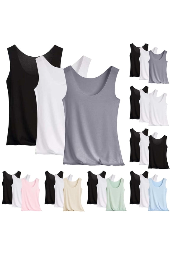 Women's 2026 Summer Thin Seamless Quick-Dry Stretch Breathable Sports Tank Tops 3-Pack