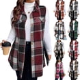 thumbnail image 1 of HAJWOH Women's Flannel Plaid Vest Jackets- Fully-Lined Sleeveless Warm Long Casual Fashion Outerwear with Pockets, 1 of 4
