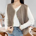 thumbnail image 1 of HAJWOH Women's Fuzzy Fleece Vest Oversized Sherpa Button Down Jacket Fall Fashion Warm Sleeveless Cardigan Outerwear, 1 of 5