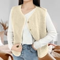 thumbnail image 1 of HAJWOH Women's Fuzzy Fleece Vest Oversized Sherpa Button Down Jacket Fall Fashion Warm Sleeveless Cardigan Outerwear, 1 of 5