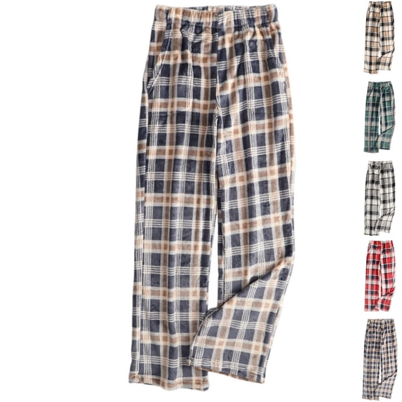 HAJWOH Women's Pajama Pants Plaid Soft Elastic Waist Lounge Bottoms with Pockets