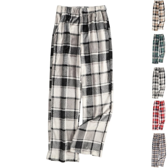 HAJWOH Women's Pajama Pants Plaid Soft Elastic Waist Lounge Bottoms with Pockets