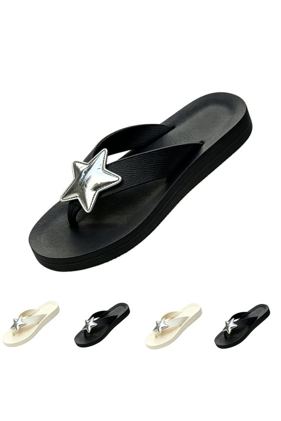 Women's Rhinestone Star Summer Sandals 2026 Wedding Glitter Bling Strappy Flats Slides Shoes