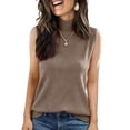 thumbnail image 1 of HAJWOH Women's Sleeveless Tank Tops 2026 Spring Fall Ribbed Knit Mock Turtle Neck Slim Fitted Basic Tee Shirts, 1 of 3