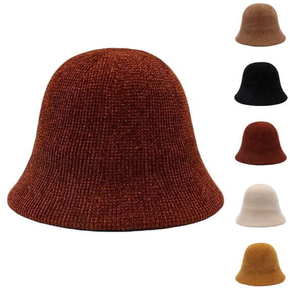 HAJWOH Women's Winter Knitted Bucket Hat Fashion Basin Cap Comfortable Warm Fisherman Hat for Outdoor Daily Wear