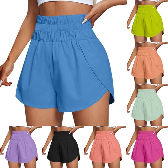 HAJWOH Womens 3" Running Shorts Mesh Liner High Waisted Workout Shorts Quick Dry Athletic Shorts with Pockets